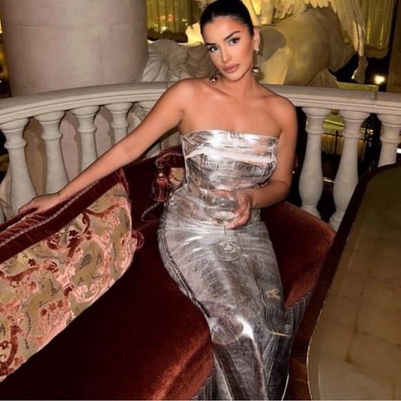 ZARA FITTED METALLIC DRESS - Picture 2 of 15